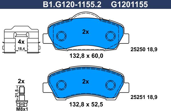 Galfer B1.G120-1155.2 - Brake Pad Set, disc brake autospares.lv