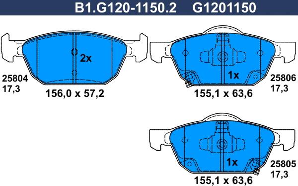 Galfer B1.G120-1150.2 - Brake Pad Set, disc brake autospares.lv