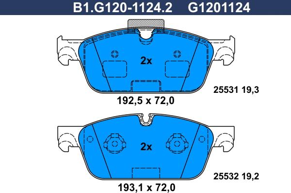 Galfer B1.G120-1124.2 - Brake Pad Set, disc brake autospares.lv