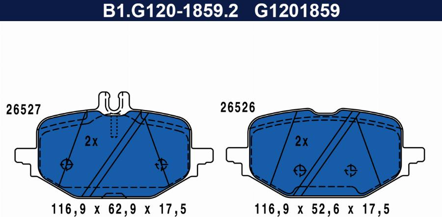 Galfer B1.G120-1859.2 - Brake Pad Set, disc brake autospares.lv