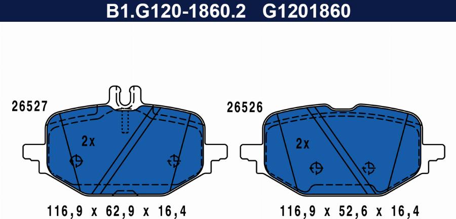 Galfer B1.G120-1860.2 - Brake Pad Set, disc brake autospares.lv