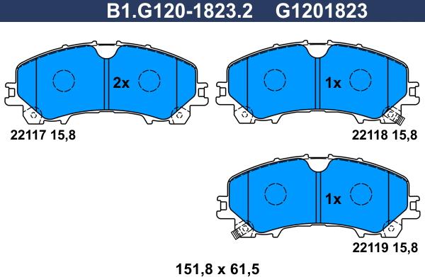 Galfer B1.G120-1823.2 - Brake Pad Set, disc brake autospares.lv