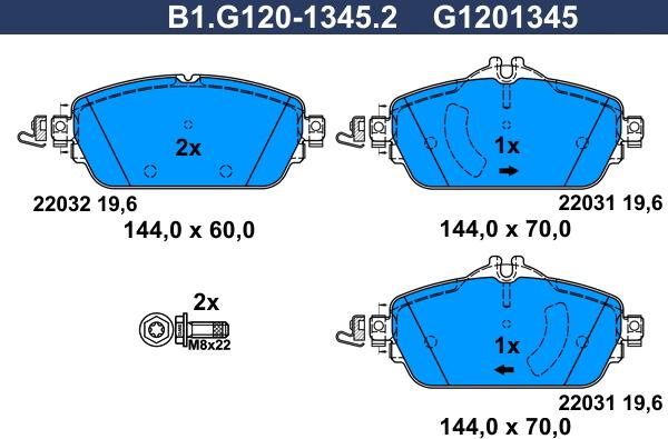 Galfer B1.G120-1345.2 - Brake Pad Set, disc brake autospares.lv