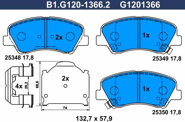 Galfer B1.G120-1366.2 - Brake Pad Set, disc brake autospares.lv