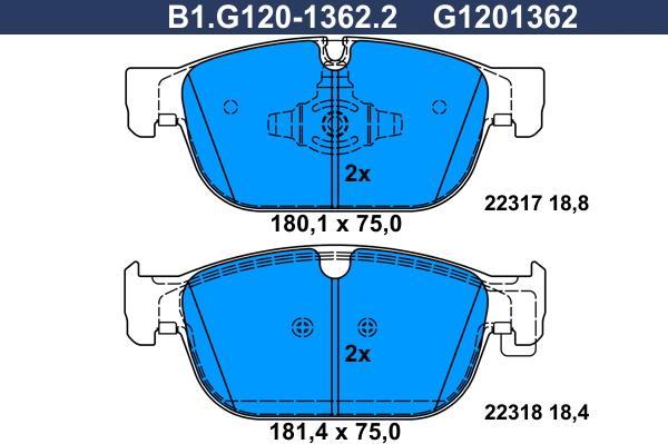 Galfer B1G12013622 - Brake Pad Set, disc brake autospares.lv