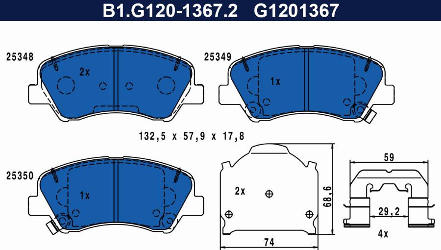 Galfer B1.G120-1367.2 - Brake Pad Set, disc brake autospares.lv