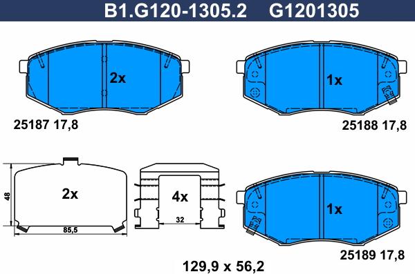 Galfer B1.G120-1305.2 - Brake Pad Set, disc brake autospares.lv