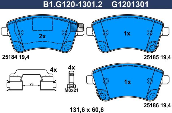 Galfer B1.G120-1301.2 - Brake Pad Set, disc brake autospares.lv