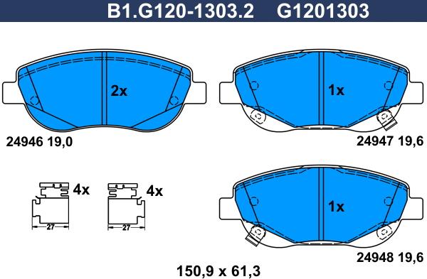Galfer B1.G120-1303.2 - Brake Pad Set, disc brake autospares.lv
