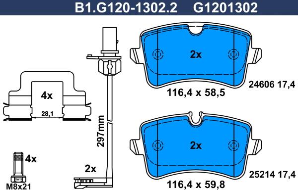 Galfer B1.G120-1302.2 - Brake Pad Set, disc brake autospares.lv