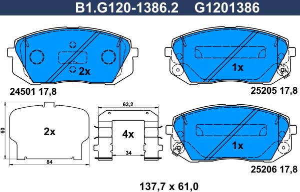 Galfer B1.G120-1386.2 - Brake Pad Set, disc brake autospares.lv