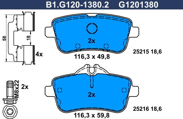 Galfer B1.G120-1380.2 - Brake Pad Set, disc brake autospares.lv