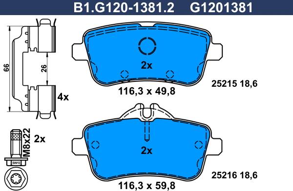 Galfer B1.G120-1381.2 - Brake Pad Set, disc brake autospares.lv