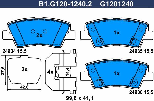 Galfer B1.G120-1240.2 - Brake Pad Set, disc brake autospares.lv