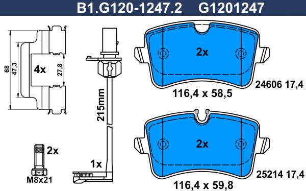 Galfer B1.G120-1247.2 - Brake Pad Set, disc brake autospares.lv