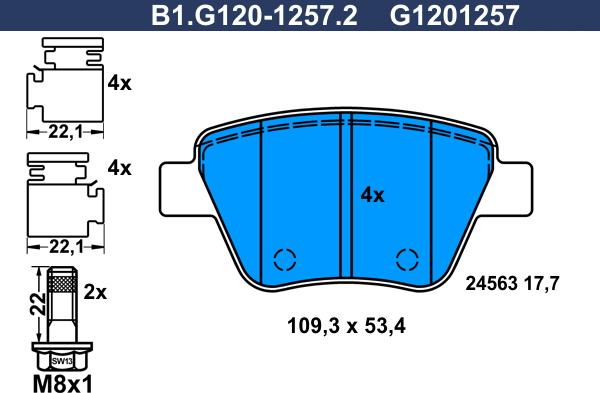 Galfer B1.G120-1257.2 - Brake Pad Set, disc brake autospares.lv