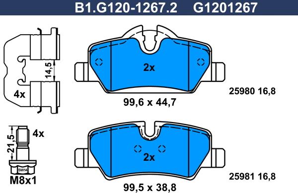 Galfer B1.G120-1267.2 - Brake Pad Set, disc brake autospares.lv