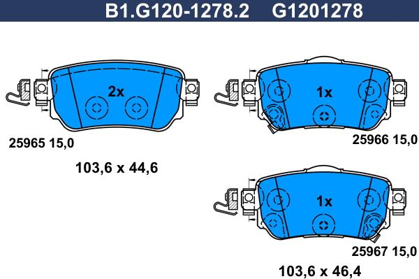 Galfer B1.G120-1278.2 - Brake Pad Set, disc brake autospares.lv