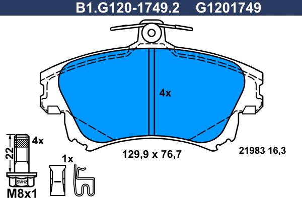 Galfer B1.G120-1749.2 - Brake Pad Set, disc brake autospares.lv