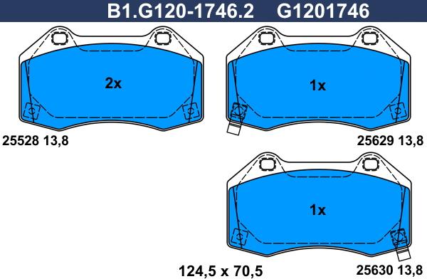 Galfer B1.G120-1746.2 - Brake Pad Set, disc brake autospares.lv