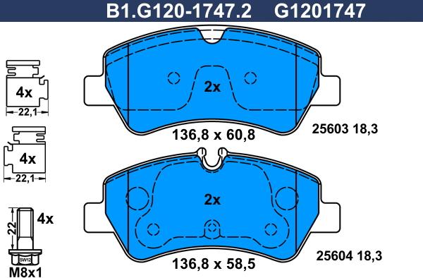 Galfer B1.G120-1747.2 - Brake Pad Set, disc brake autospares.lv