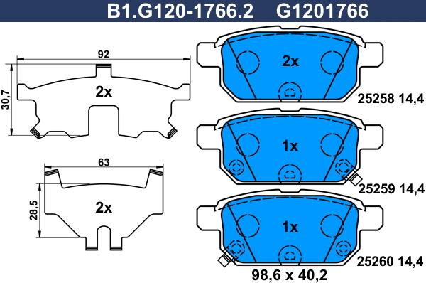 Galfer B1.G120-1766.2 - Brake Pad Set, disc brake autospares.lv