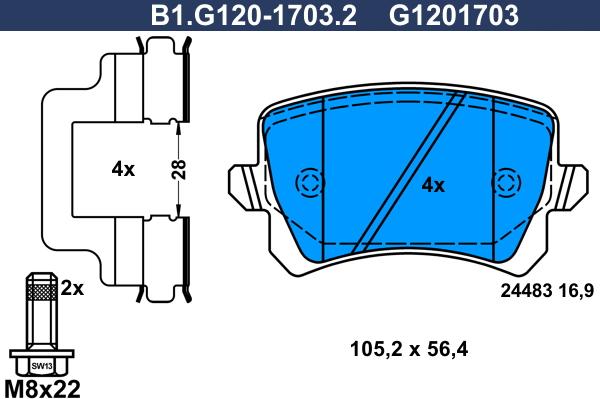 Galfer B1.G120-1703.2 - Brake Pad Set, disc brake autospares.lv