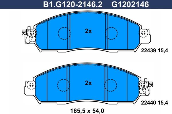 Galfer B1.G120-2146.2 - Brake Pad Set, disc brake autospares.lv