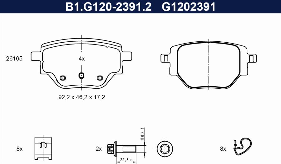 Galfer B1.G120-2391.2 - Brake Pad Set, disc brake autospares.lv