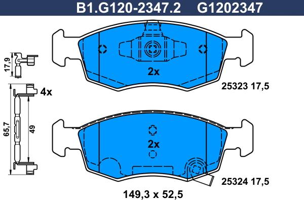 Galfer B1.G120-2347.2 - Brake Pad Set, disc brake autospares.lv