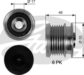 Gates OAP7092 - Pulley, alternator, freewheel clutch autospares.lv