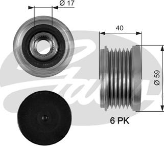 Gates OAP7097 - Pulley, alternator, freewheel clutch autospares.lv