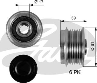 Gates OAP7042 - Pulley, alternator, freewheel clutch autospares.lv