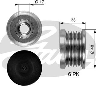 Gates OAP7054 - Pulley, alternator, freewheel clutch autospares.lv