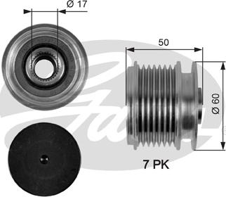 Gates OAP7058 - Pulley, alternator, freewheel clutch autospares.lv