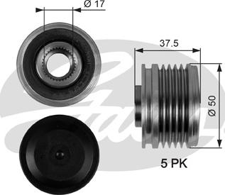 Gates OAP7053 - Pulley, alternator, freewheel clutch autospares.lv