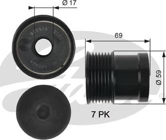 Gates OAP7069 - Pulley, alternator, freewheel clutch autospares.lv