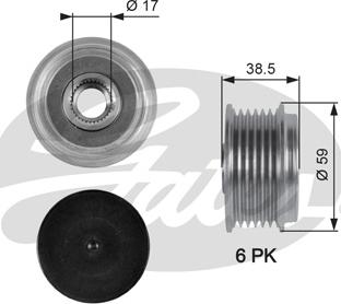 Gates OAP7063 - Pulley, alternator, freewheel clutch autospares.lv