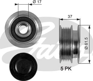 Gates OAP7067 - Pulley, alternator, freewheel clutch autospares.lv