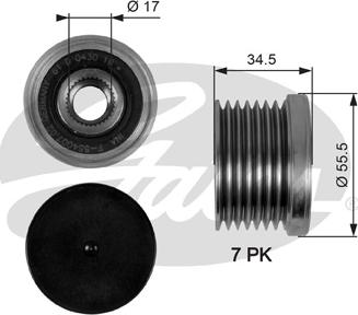 Gates OAP7084 - Pulley, alternator, freewheel clutch autospares.lv