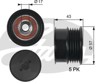 Gates OAP7088 - Pulley, alternator, freewheel clutch autospares.lv