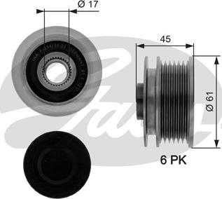 Gates OAP7087 - Pulley, alternator, freewheel clutch autospares.lv