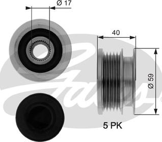 Gates OAP7074 - Pulley, alternator, freewheel clutch autospares.lv