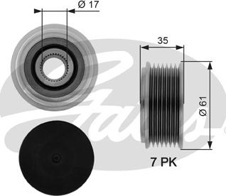 Gates OAP7070 - Pulley, alternator, freewheel clutch autospares.lv