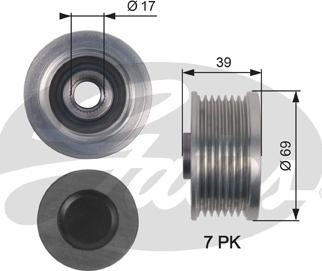 Gates OAP7149 - Pulley, alternator, freewheel clutch autospares.lv