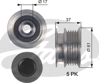 Gates OAP7145 - Pulley, alternator, freewheel clutch autospares.lv