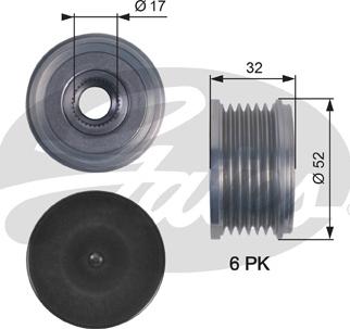 Gates OAP7140 - Pulley, alternator, freewheel clutch autospares.lv