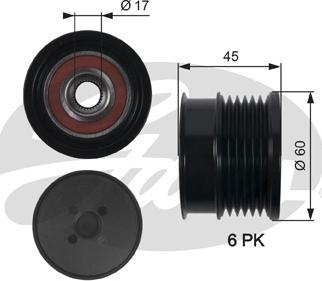 Gates OAP7156 - Pulley, alternator, freewheel clutch autospares.lv