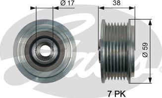 Gates OAP7169 - Pulley, alternator, freewheel clutch autospares.lv