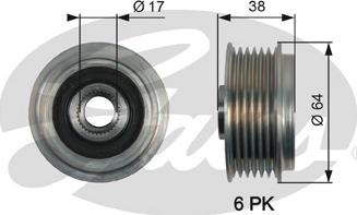 Gates OAP7165 - Pulley, alternator, freewheel clutch autospares.lv